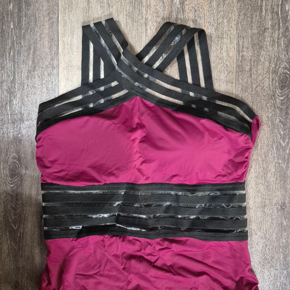 Women's Hilor‎ Magenta & Black One Piece Swimsuit M - Picture 4 of 8